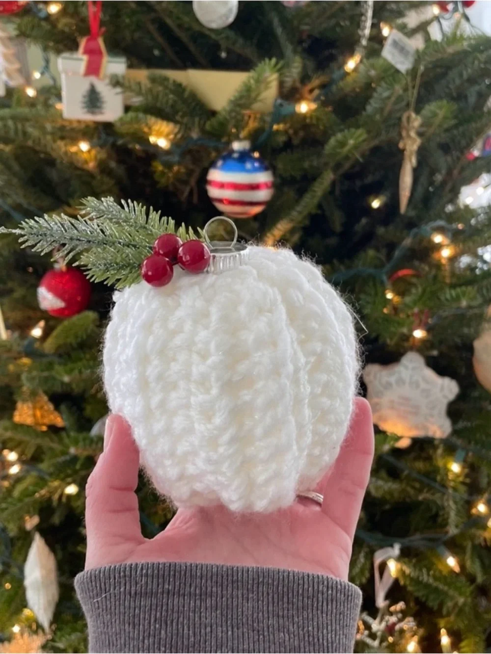 Handmade White Crochet Ornament
